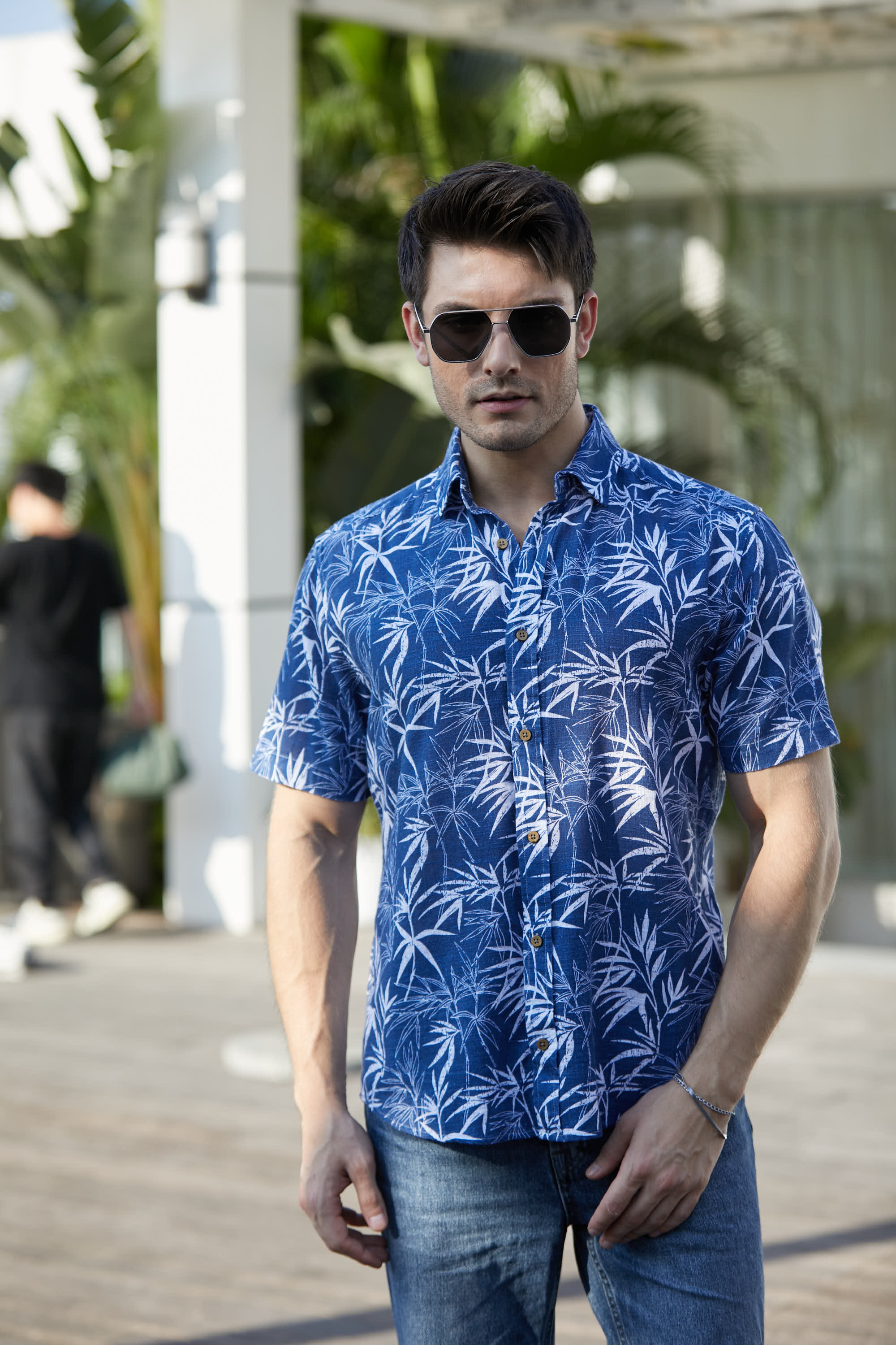 Bamboo Print Button Down