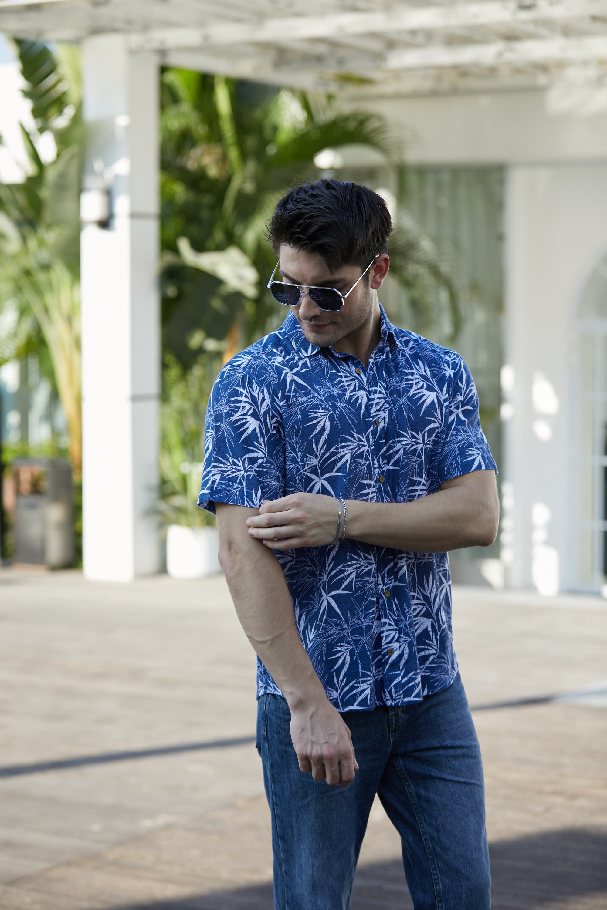 Bamboo Print Button Down